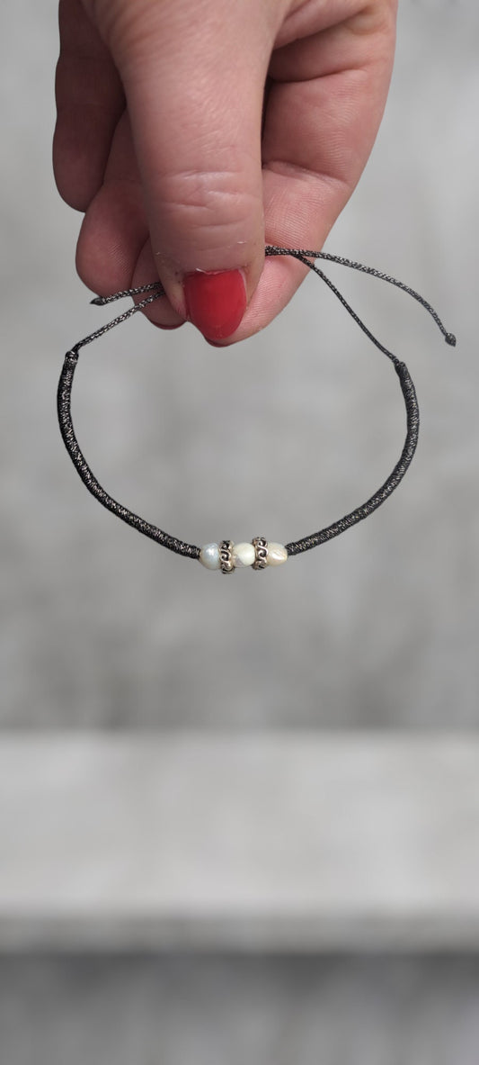 Black Glitter Bracelet | Adjustable Macrame Beaded Bracelet | Minimalist Women’s Bracelet | Waterproof Nylon Rope Bracelet | Dainty Jewelry