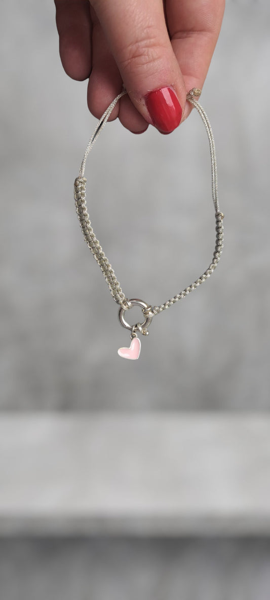 Fine Heart Bracelet | Minimalist Silver Anchor Bracelet | Adjustable Waterproof Macrame Bracelet | Elegant Everyday Jewelry